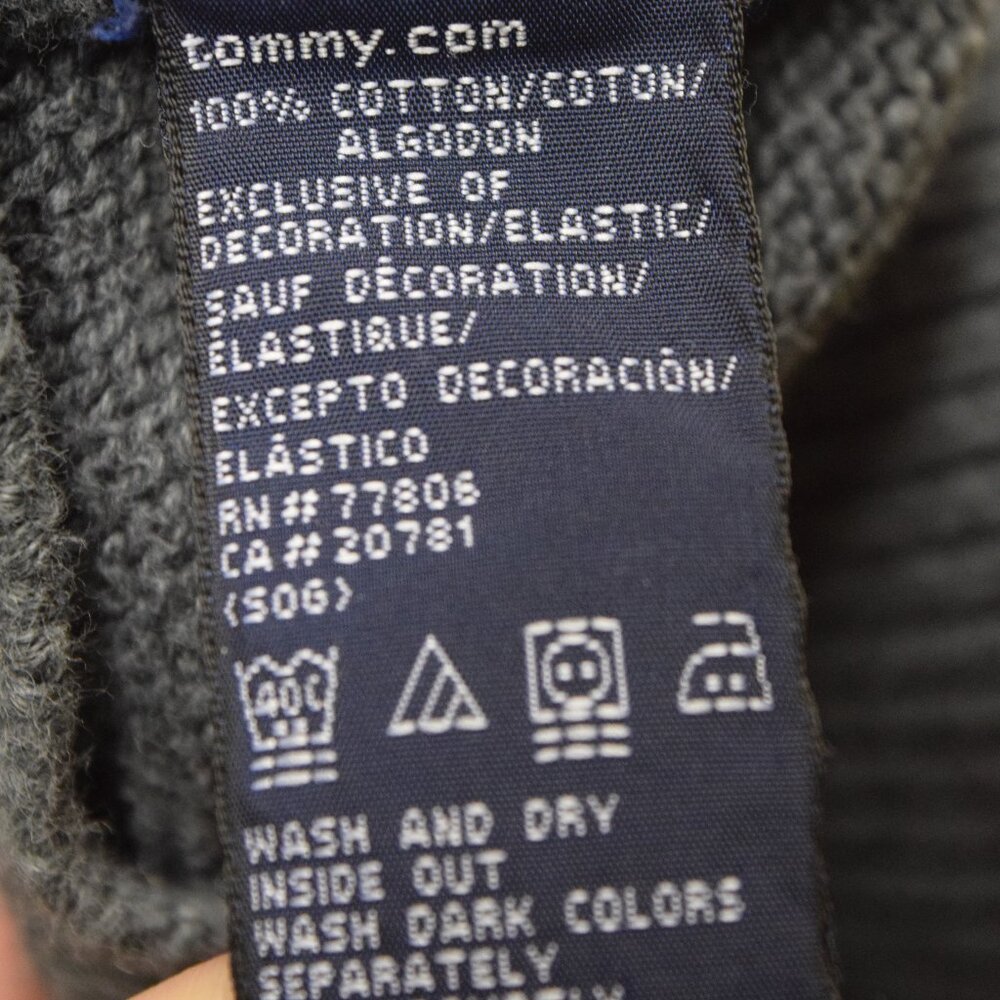 Y2K VTG Tommy Hilfiger Cotton Sweater Men Pullover Sz XL Gray THICK Academia - Picture 4 of 7